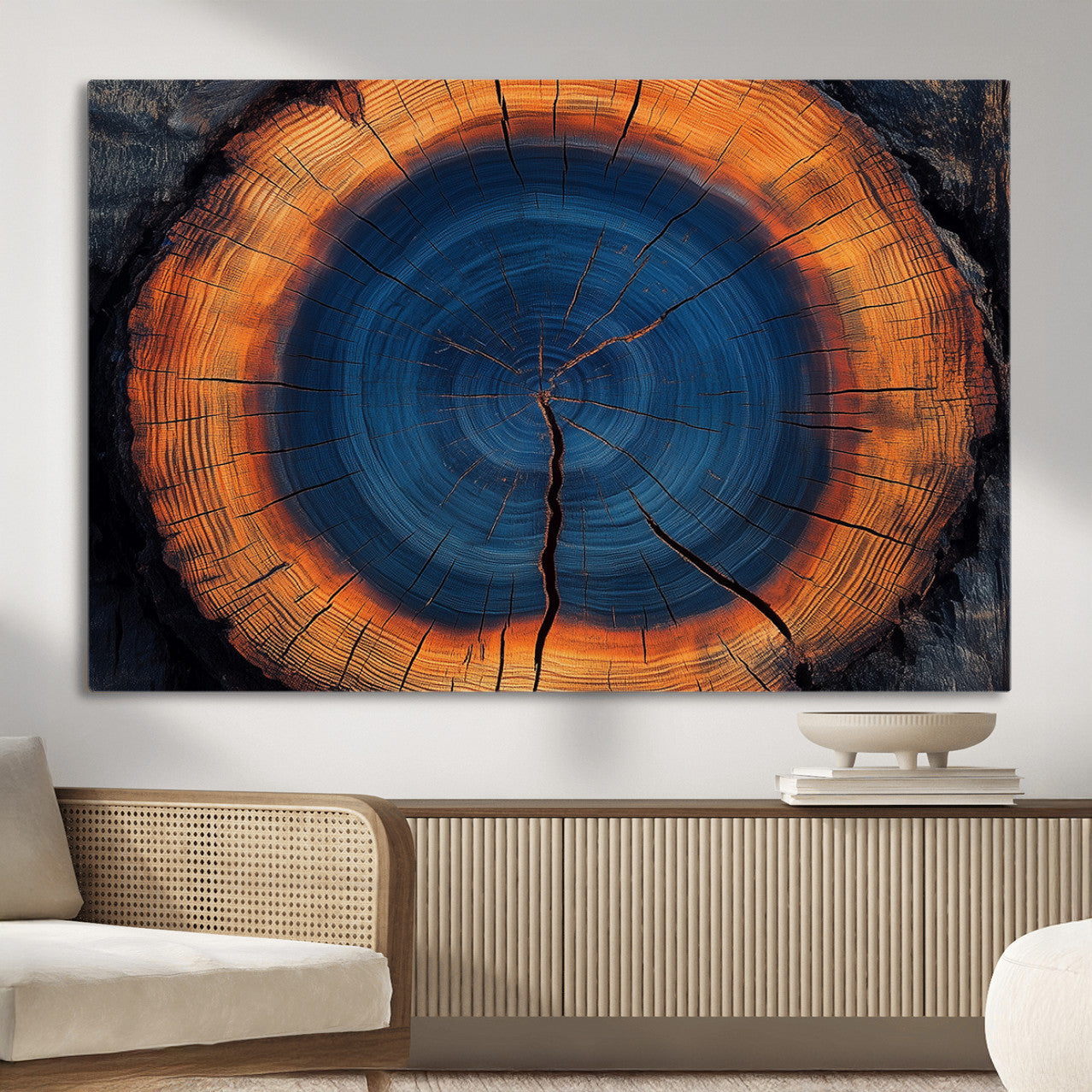 MGV-CV-36X24 - Abstract Tree Ring Wall Art Print, Natural Rustic Wood Texture Canvas Print, Framed Tree Ring Printing, Wood Tree Stump Artwork Canvas Print