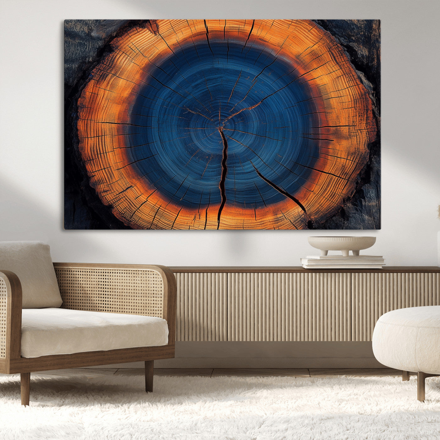 MGV-CV-36X24 - Abstract Tree Ring Wall Art Print, Natural Rustic Wood Texture Canvas Print, Framed Tree Ring Printing, Wood Tree Stump Artwork Canvas Print