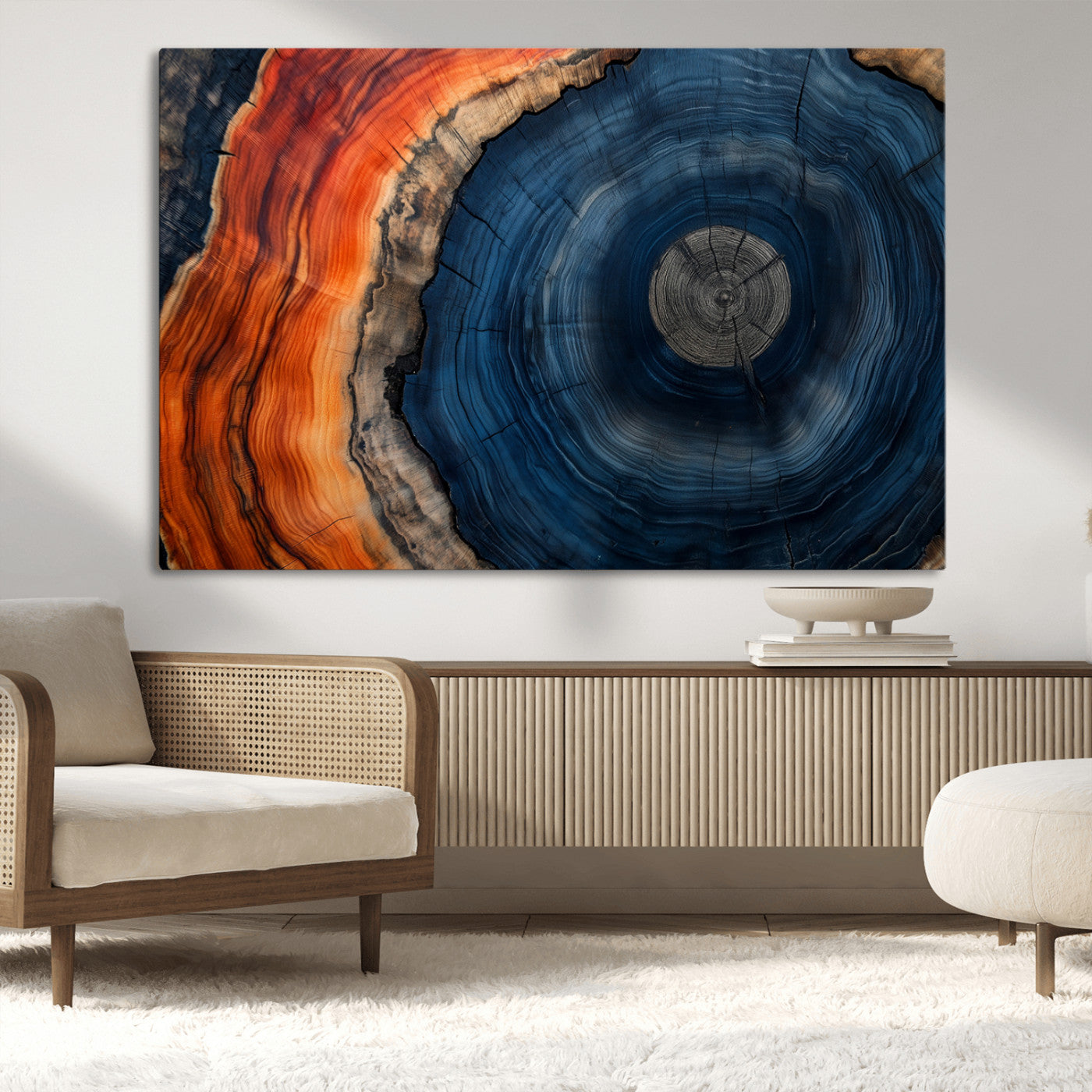 MGV-CV-36X24 - Tree Rings Wall Art Canvas Print, Rustic Wood Print, Framed Natural Texture Art Print, Wood Grain