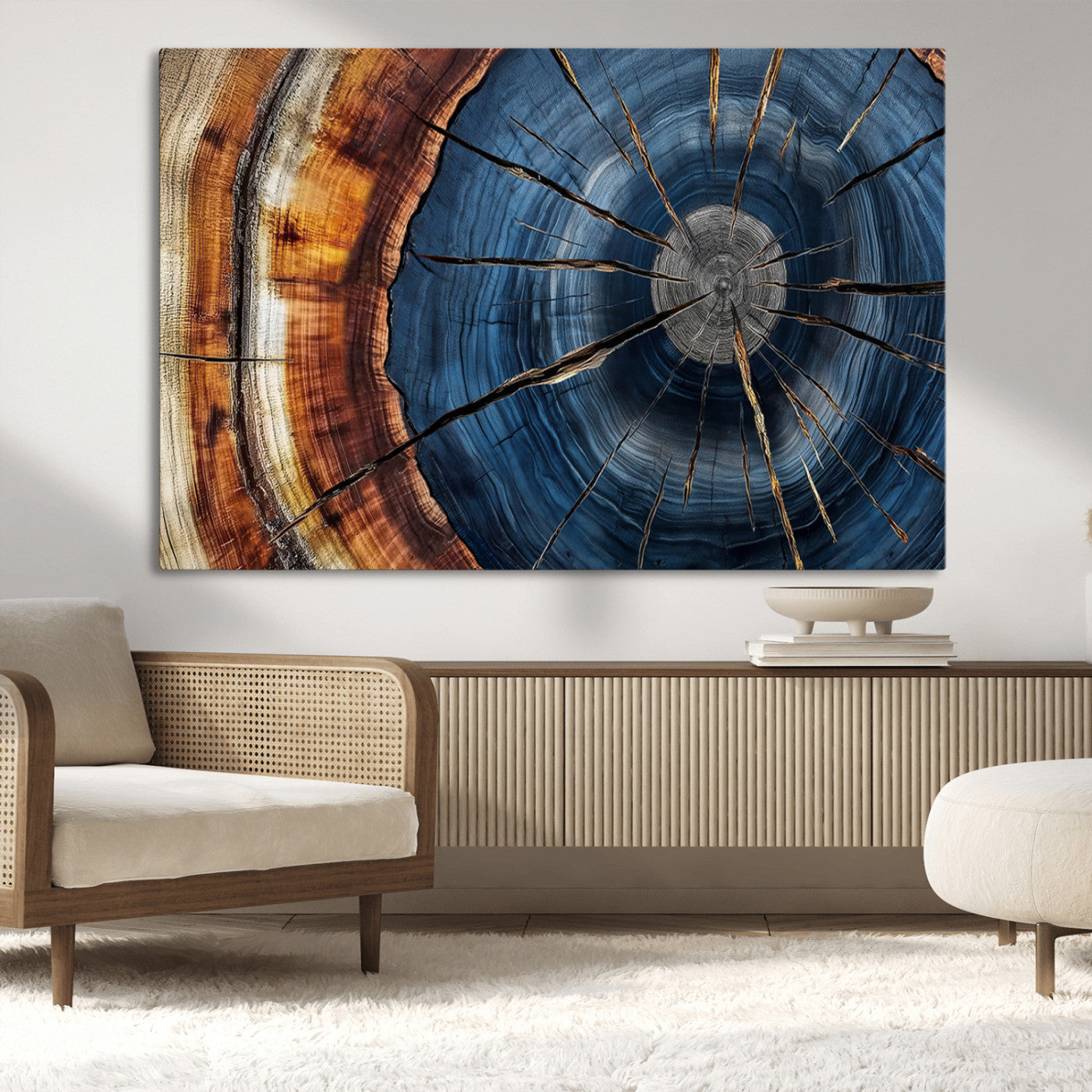 MGV-CV-36X24 - Framed Abstract Tree Ring Wall Art Print, Natural Rustic Wood Texture Canvas Print, Wood Tree Stump