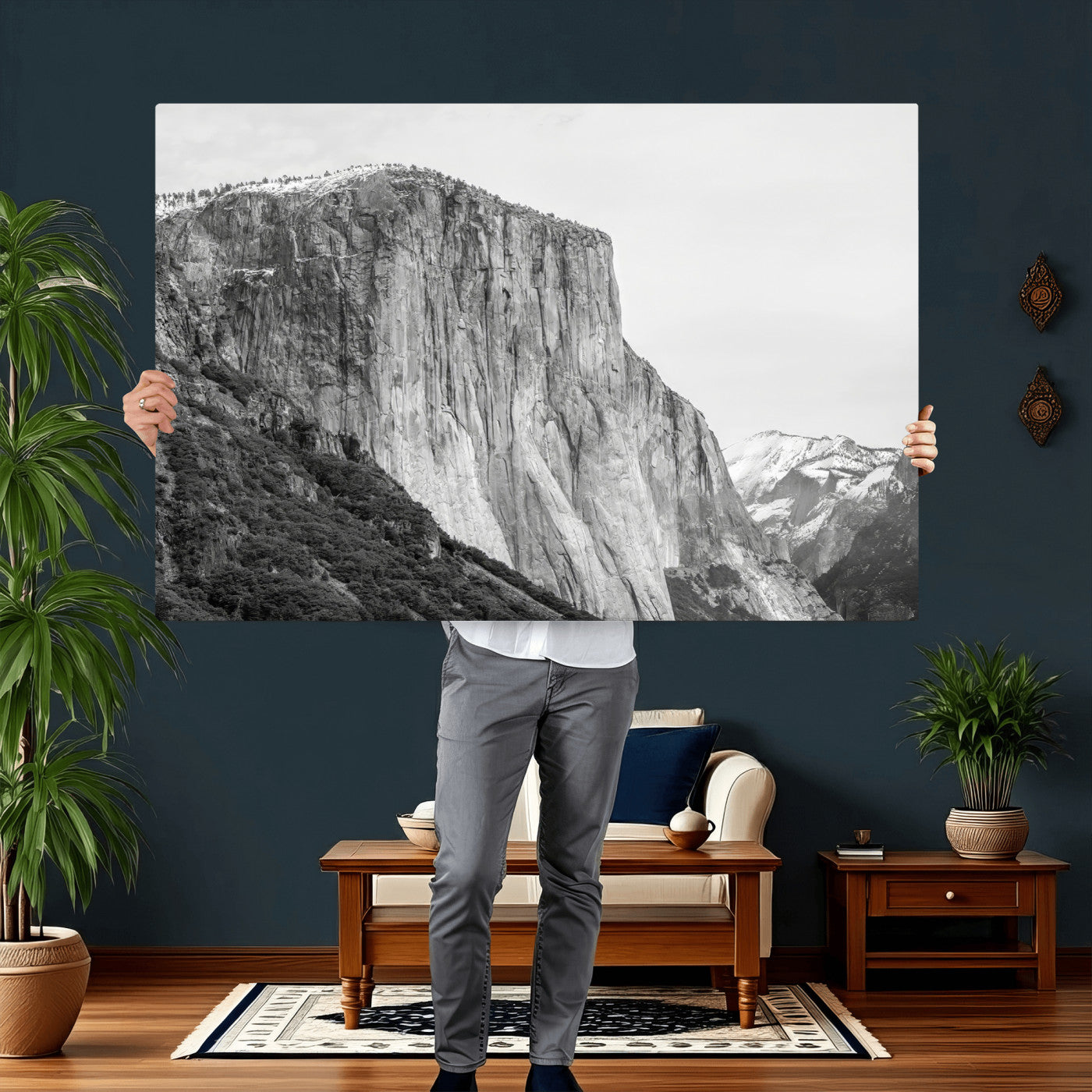 39393420-MGV-CV-36X24 - El Capitan Yosemite Mountain Wall Art – Yosemite Cliff Canvas Print, Rugged Terrain and Timeless Wilderness Decor for Office, Living Room or Cabin