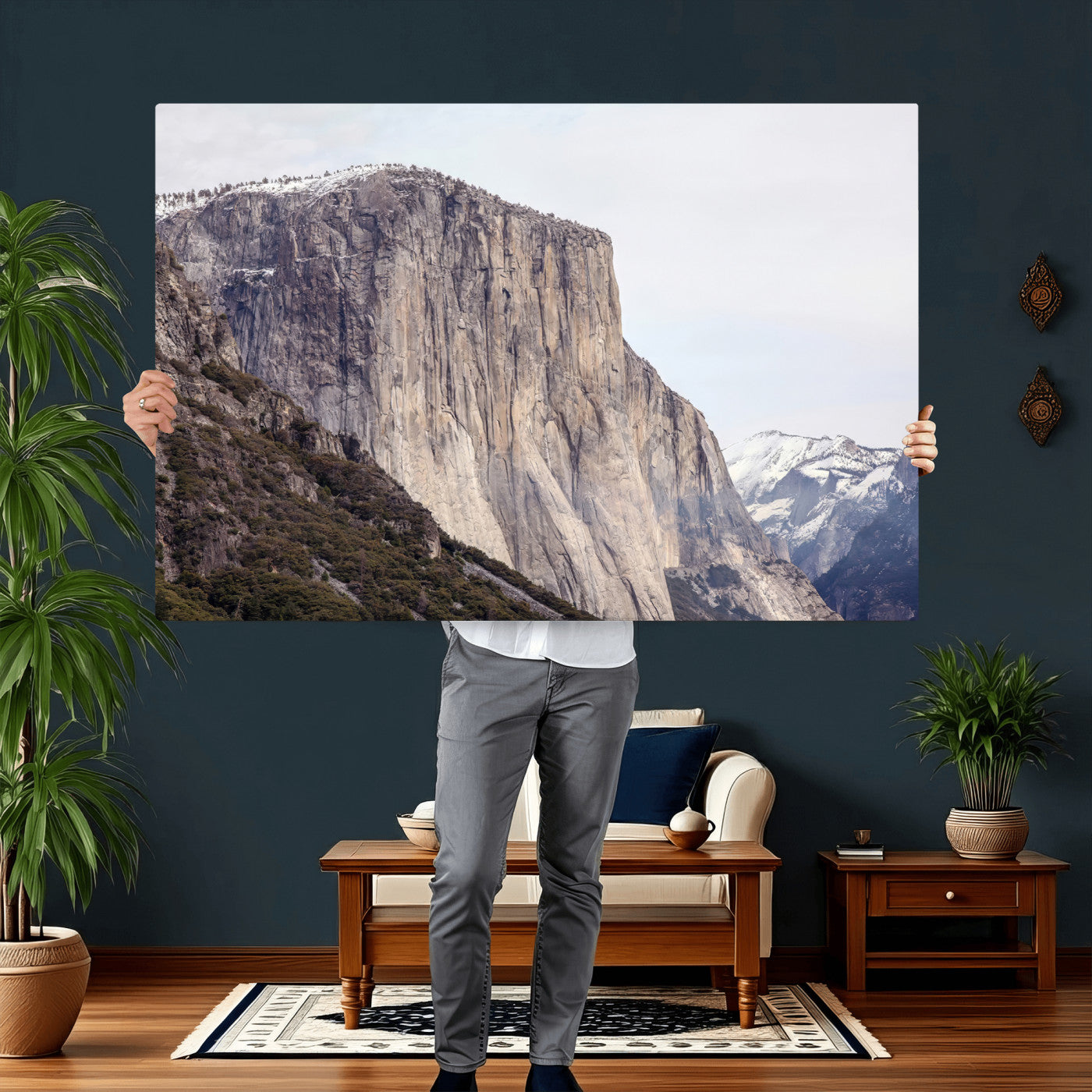 74506434-MGV-CV-36X24 - El Capitan Yosemite Mountain Wall Art – Yosemite Cliff Canvas Print, Rugged Terrain and Timeless Wilderness Decor for Office, Living Room or Cabin
