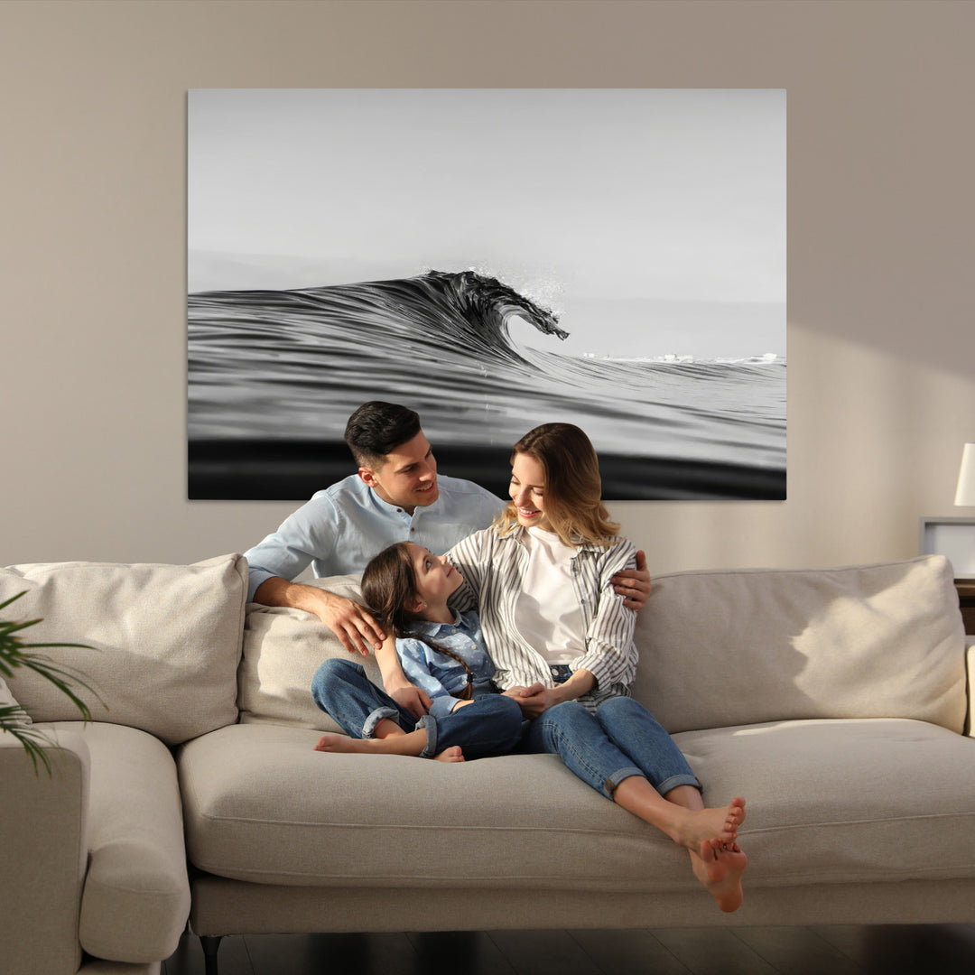 Black Wave Wall Art Canvas Print, Abstract Surf Print, Framed Minimalist Ocean Art Print, Large Black Water Printing Minimalist
