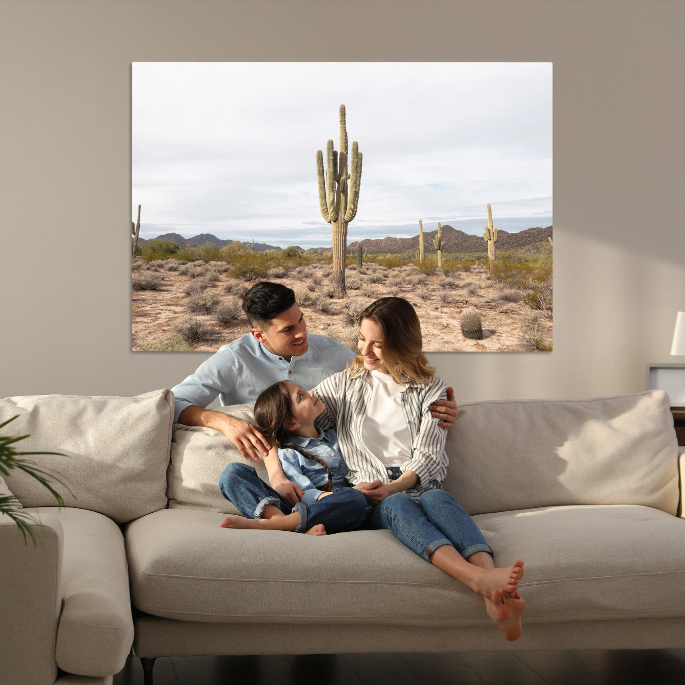 Saguaro Cactus Wall Art Canvas Print, Framed Desert Art Picture Print, Minimalism Perfect Boho Decor, Framed Saguaro Cactus Canvas