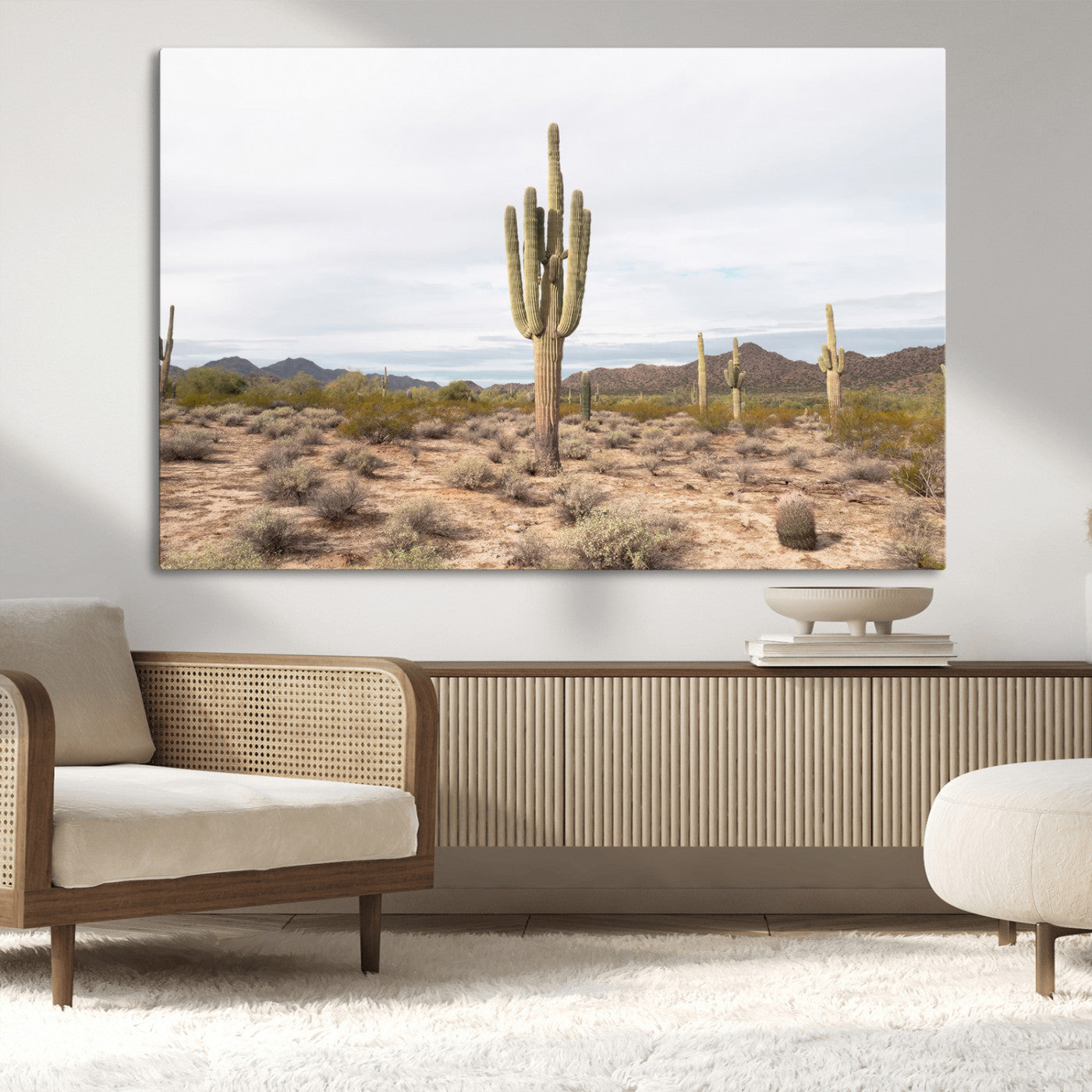 MGV-CV-36X24 - Saguaro Cactus Wall Art Canvas Print, Framed Desert Cactus Art Picture Print, Earthy Desert Perfect Southwestern Boho Decor Artwork