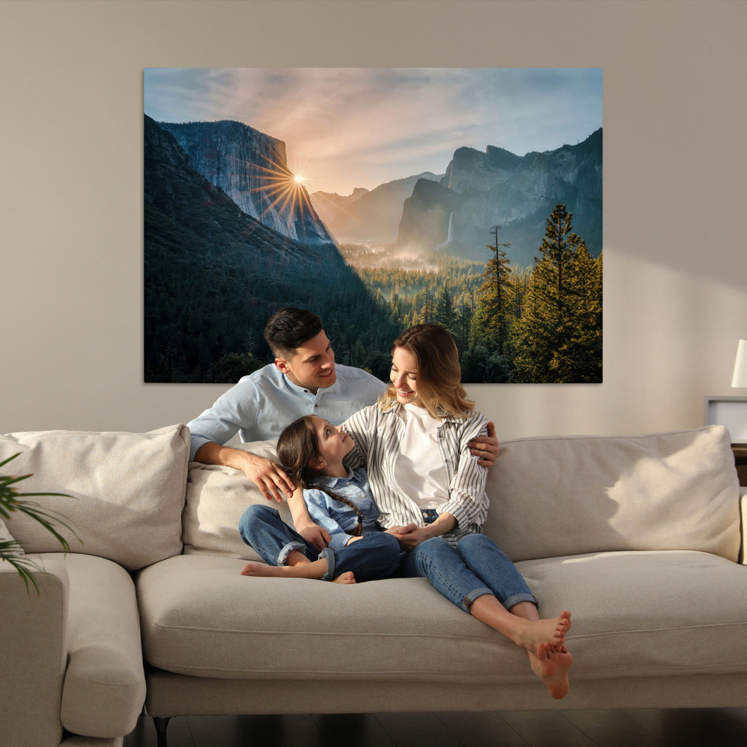 Yosemite Valley Wall Art Canvas Print, Framed Mountain Art Picture Print, National Park Perfect Vintage Decor