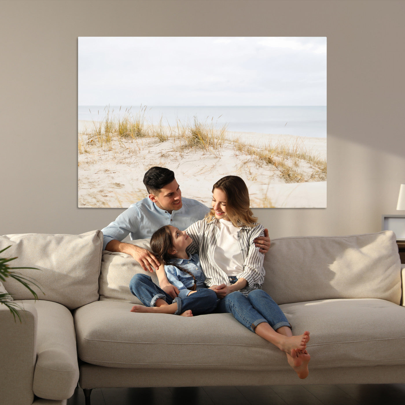 13146857-MGV-CV-36X24-Beach Dunes Wall Art Canvas Print, Framed Coastal Grass Art Picture Print, Sand Perfect Minimalist Decor, Framed Sand Dunes Canvas