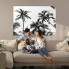 46641801-MGV-CV-40X27-Palm Wall Art Canvas Print, Framed Tropics Art Picture Print, Monochrome Perfect Minimalist Decor