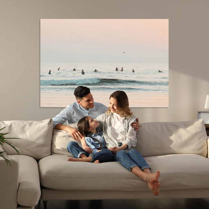 Pastel Ocean Wall Art Canvas Print, Framed Soft Sunset Art Picture Print, Calm Sea Perfect minimalist Decor