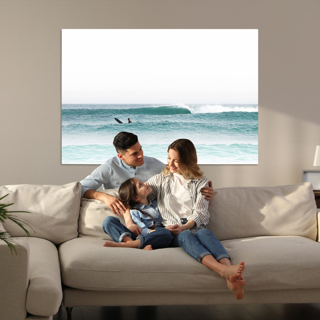 Surfing Wall Art Canvas Print, Framed Ocean Art Picture Print, Waves Perfect Minimalist Decor