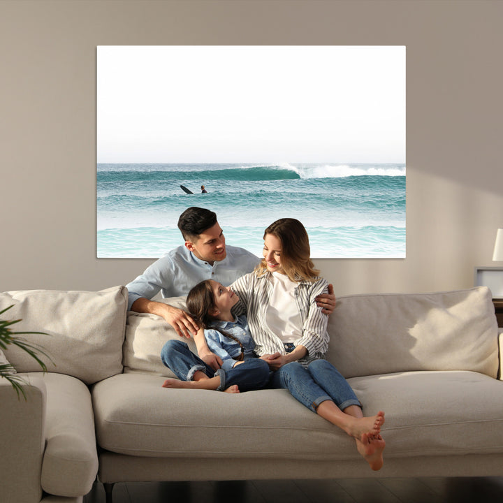 Surfing Wall Art Canvas Print, Framed Ocean Art Picture Print, Waves Perfect Minimalist Decor