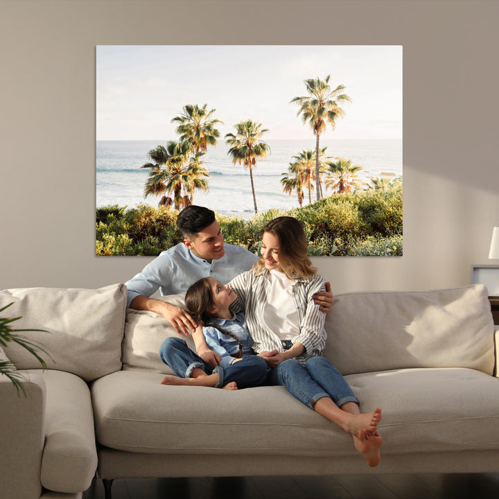 California Coast Wall Art Canvas Print, Framed Palm Trees Art Picture Print, Coastal Landscape Perfect Coastal Minimalist Decor