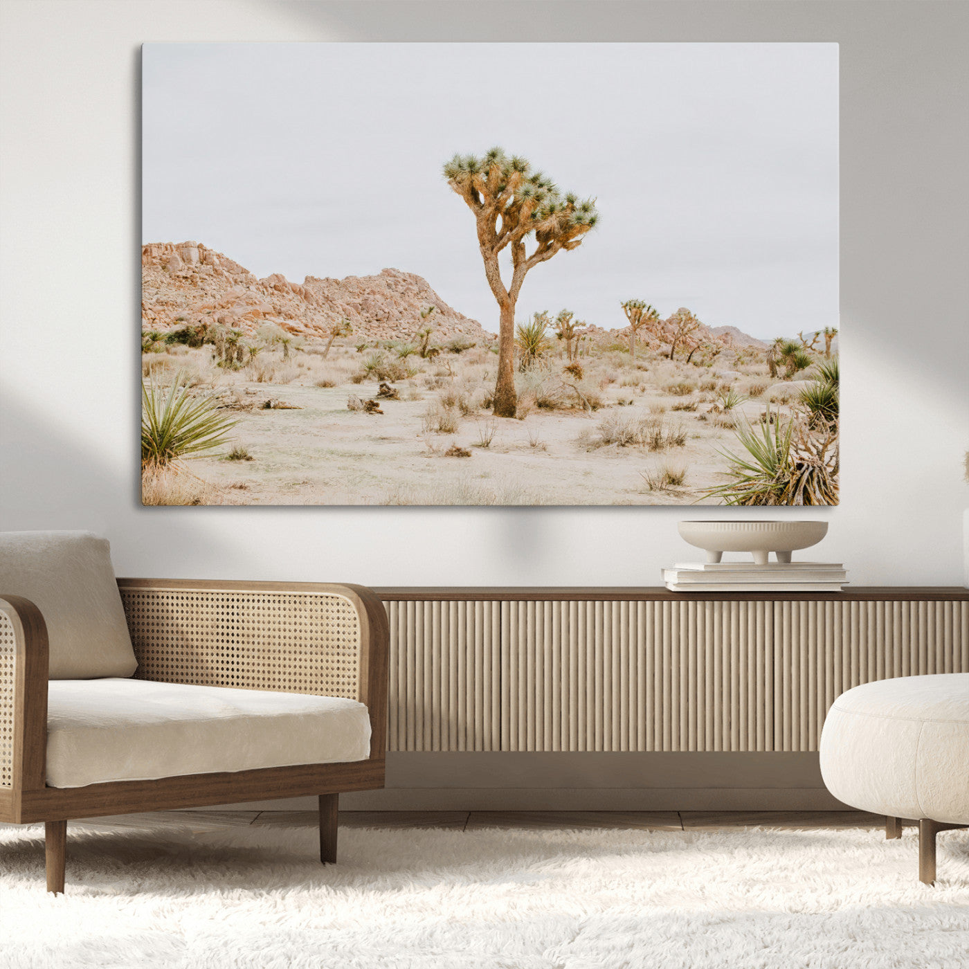 MGV-CV-36X24 - Joshua Tree Wall Art Canvas Print, Framed Neutral Desert Art Picture Print, Earthy Landscape Perfect Neutral Boho Decor Artwork