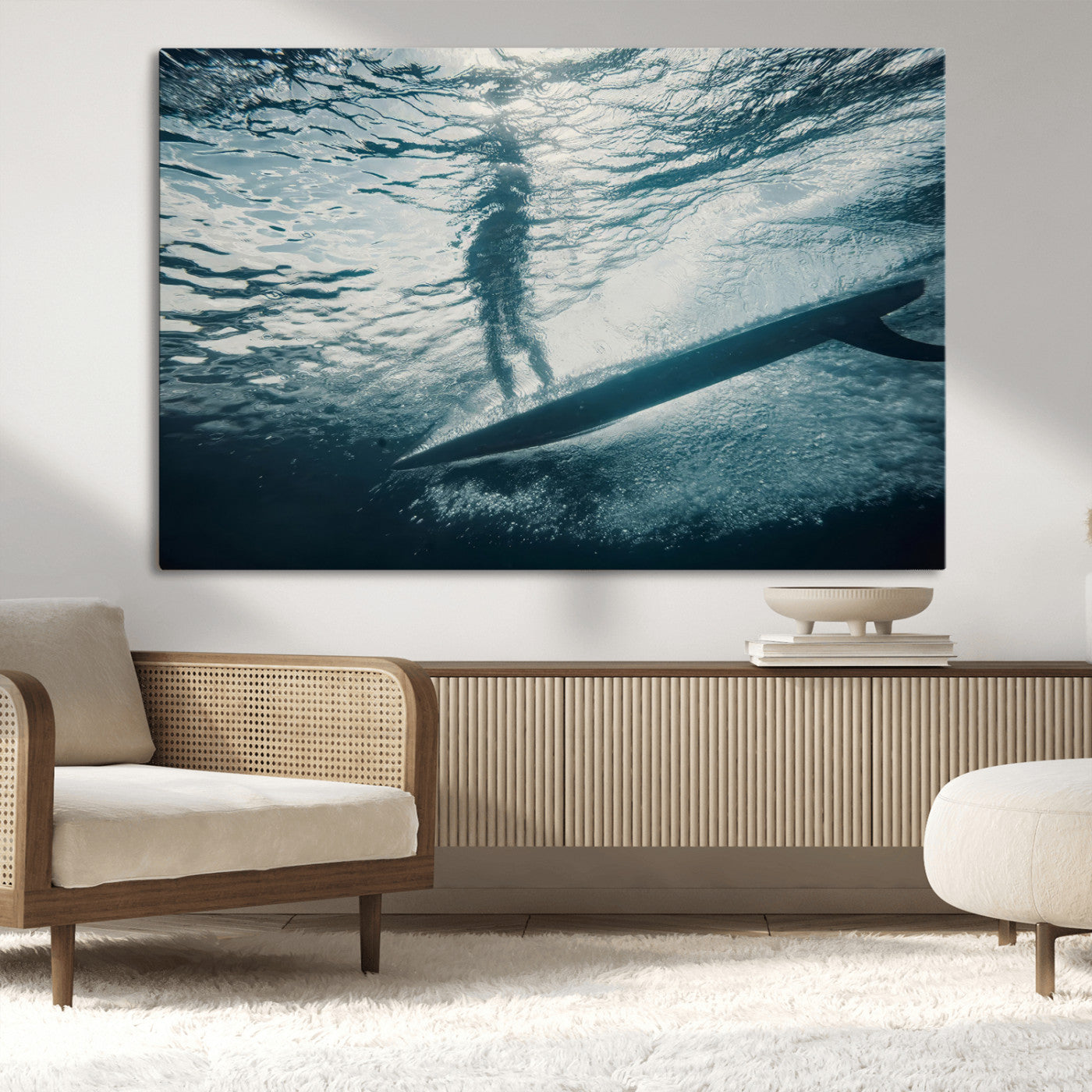 MGV-CV-36X24 - Submerged Surf Wall Art Canvas Print, Framed Underwater Perspective Art Picture Print, Ocean Surf Perfect Coastal Adventure Decor Artwork