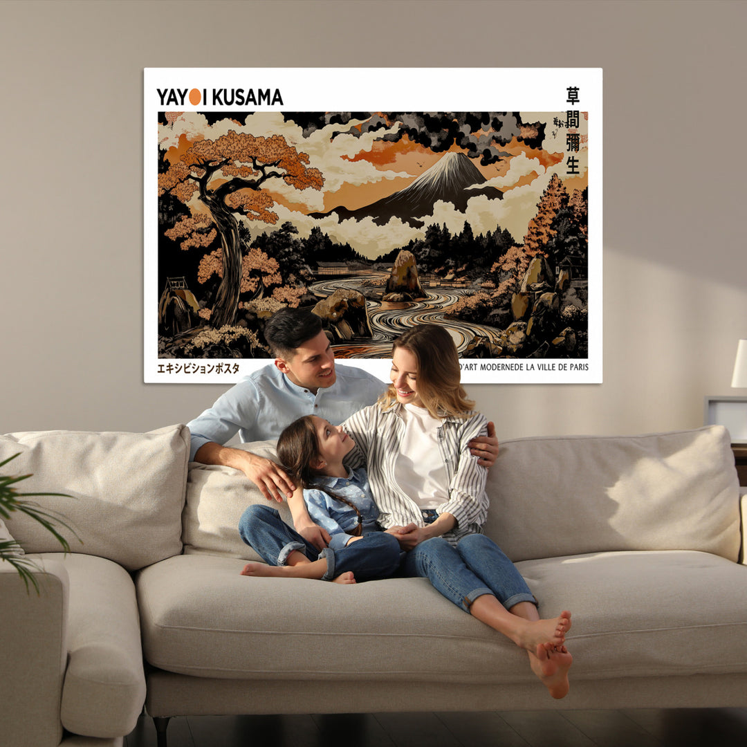 Modern Japanese Wall Art Print Yayoi Kusama Canvas Wall Art Abstract Mount Fuji Canvas Print Japanese Landscape Art Printing