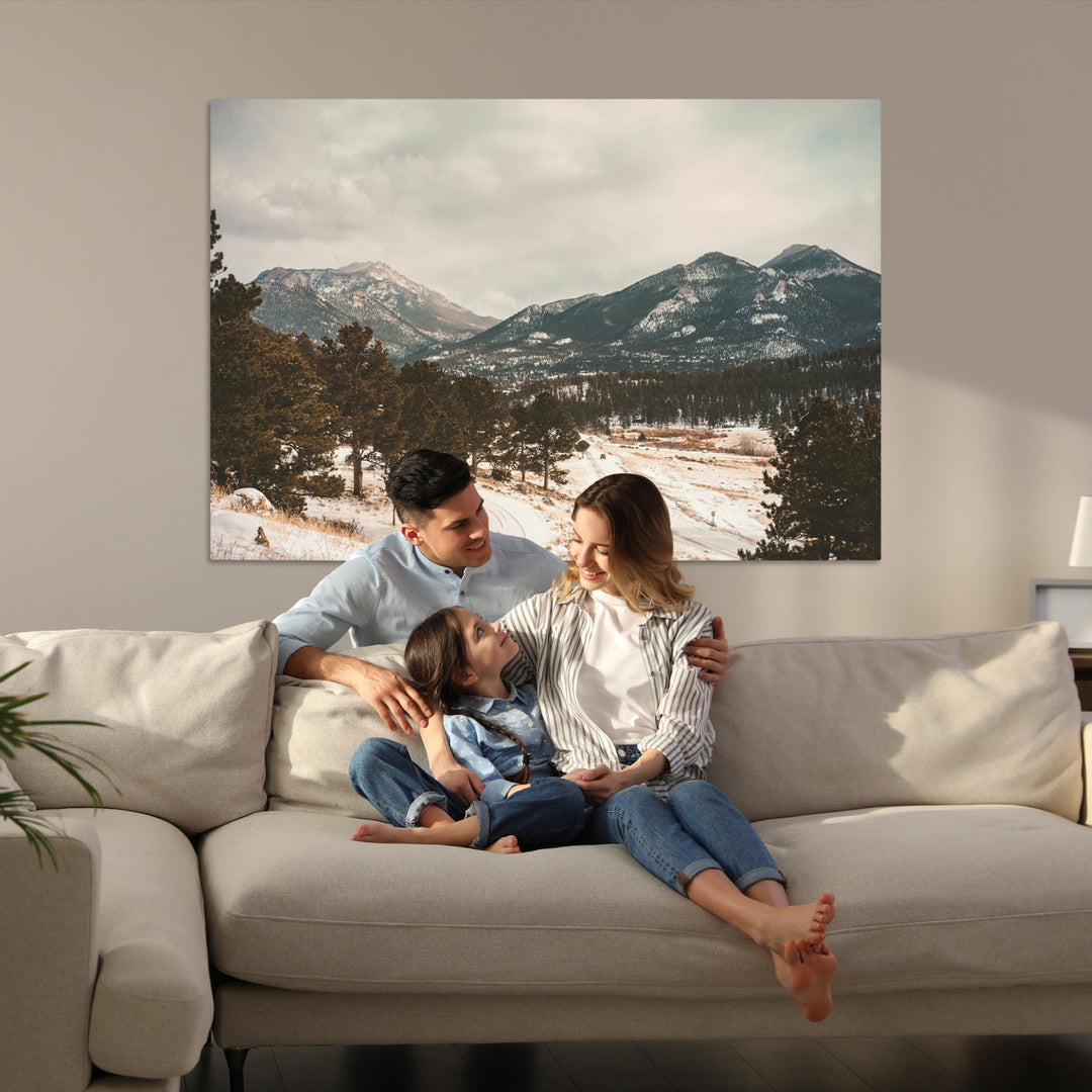 Mountain Landscape Wall Art Canvas Print, Framed Snowy Peaks Art Picture Print, Alpine Aesthetic Perfect Rustic Winter Decor Artwork