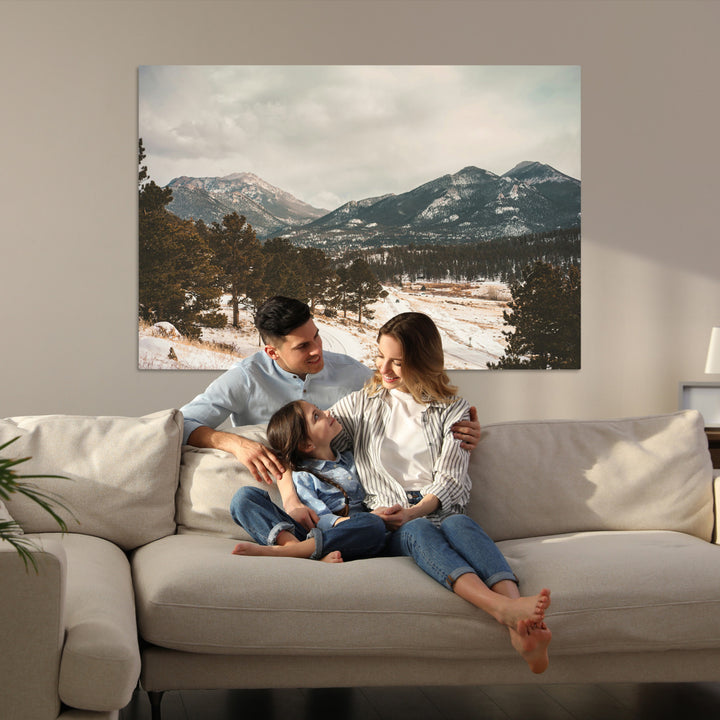 Mountain Landscape Wall Art Canvas Print, Framed Snowy Peaks Art Picture Print, Alpine Aesthetic Perfect Rustic Winter Decor Artwork