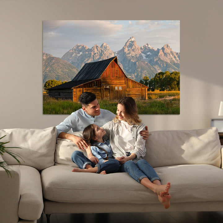 Rustic Barn Wall Art Canvas Print, Framed Western Landscape Art Picture Print, Farmhouse Style Perfect Rustic Farmhouse Decor Artwork