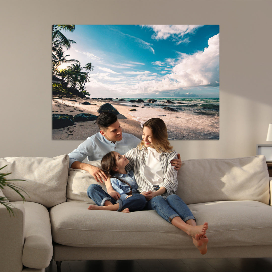 Tropical Beach Wall Art Canvas Print, Framed Ocean Waves Art Picture Print, Relaxing Seascape Perfect Tropical Coastal Decor Artwork