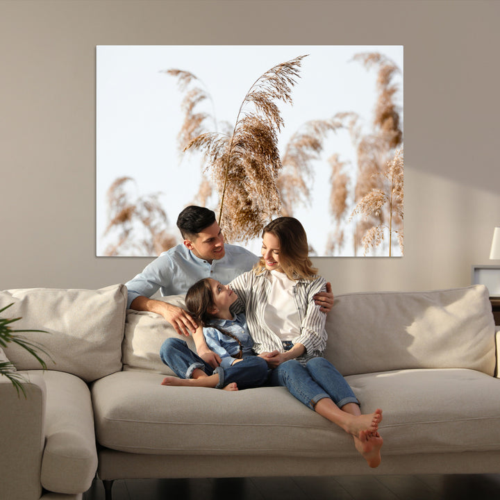 Pampas Grass Wall Art Canvas Print, Framed Neutral Tones Art Picture Print, Minimalist Nature Perfect Boho Decor Artwork