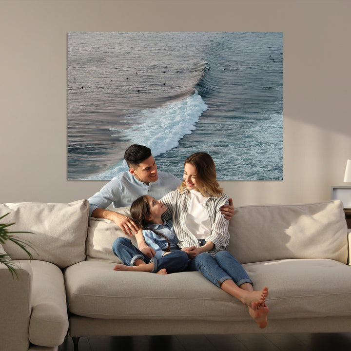 Ocean Waves Wall Art Canvas Print, Framed Coastal Serenity Art Picture Print, Surf Perfect Coastal Decor Artwork