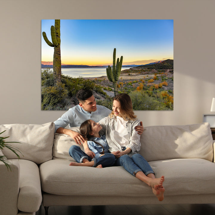 Saguaro Cactus Wall Art Canvas Print, Framed Desert Sunset Art Picture Print, Southwestern Perfect Southwestern Decor Artwork
