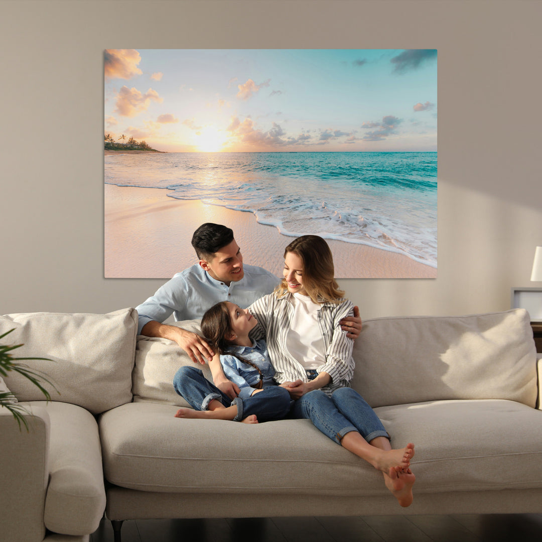 Beach Sunset Wall Art Canvas Print, Framed Ocean Waves Art Picture Print, Summer Escape Perfect Coastal Decor Artwork