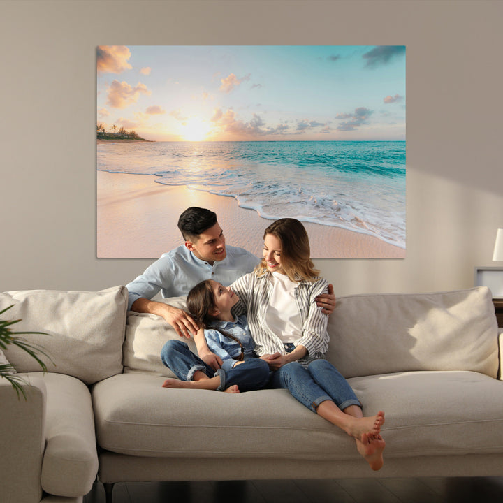 Beach Sunset Wall Art Canvas Print, Framed Ocean Waves Art Picture Print, Summer Escape Perfect Coastal Decor Artwork
