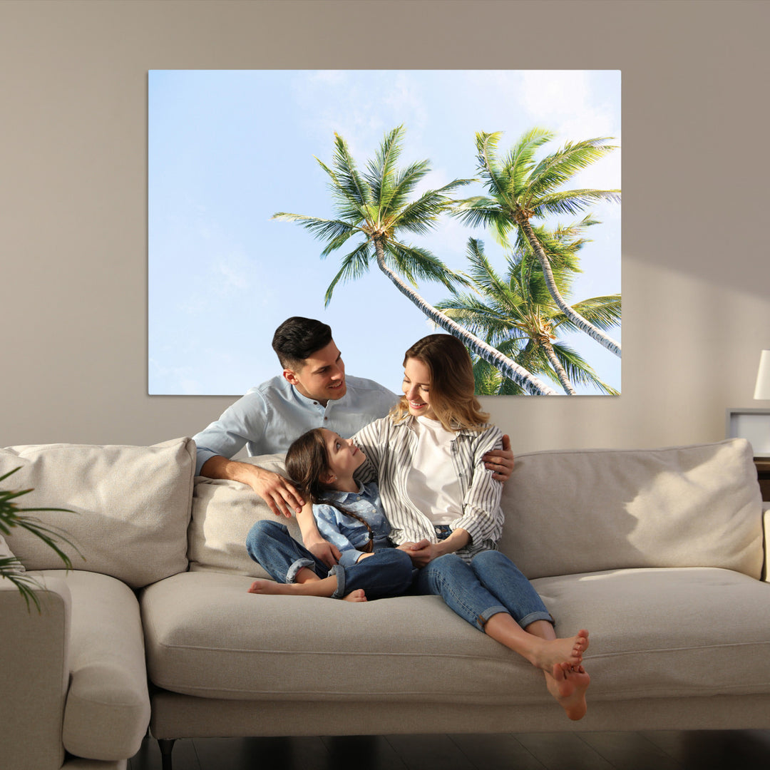 Palm Trees Wall Art Canvas Print, Framed Tropical Art Picture Print, Coastal Perfect Tropical Decor Artwork
