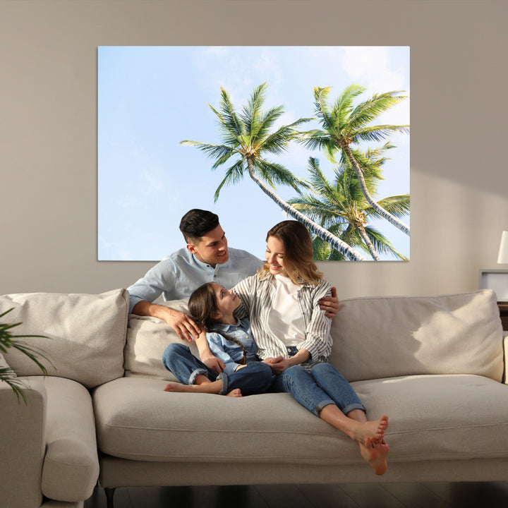 Palm Trees Wall Art Canvas Print, Framed Tropical Art Picture Print, Coastal Perfect Tropical Decor Artwork