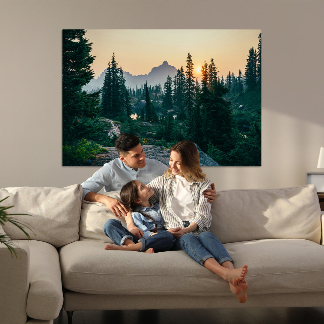 Mountain Wall Art Canvas Print, Framed Forest Serenity Art Picture Print, Mountain Perfect Rustic Decor Artwork