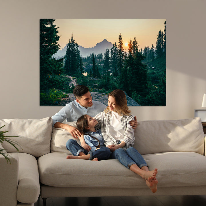 Mountain Wall Art Canvas Print, Framed Forest Serenity Art Picture Print, Mountain Perfect Rustic Decor Artwork