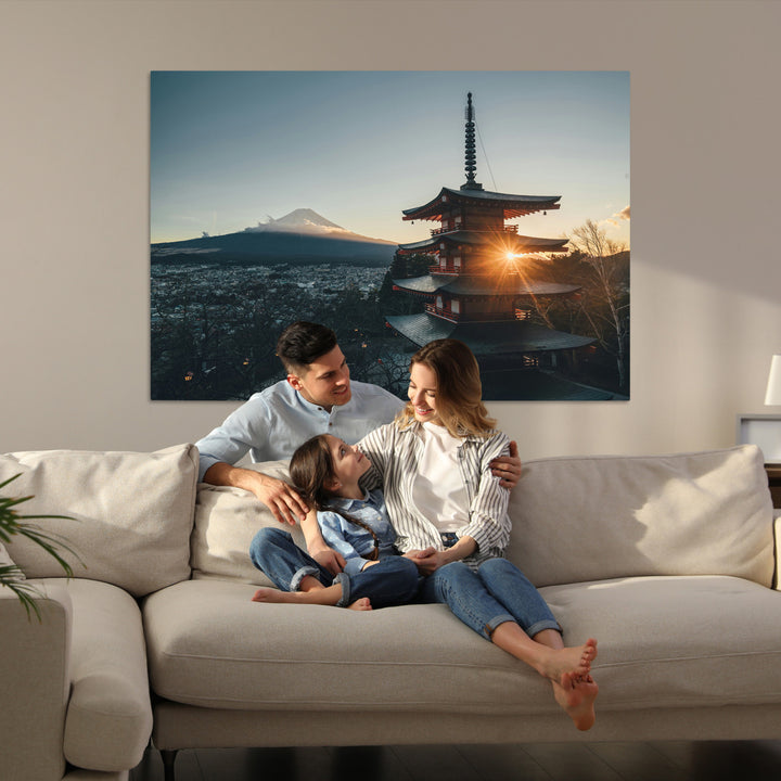Mount Fuji Wall Art Canvas Print, Framed Japan Travel Art Picture Print, Chureito Pagoda Perfect Zen Minimalism Decor Artwork