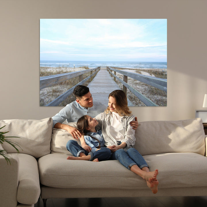 Beach Boardwalk Wall Art Canvas Print, Framed Coastal Serenity Art Picture Print, Ocean View Perfect Coastal Decor Artwork