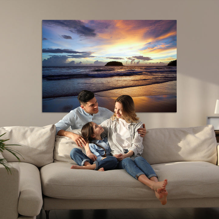 Beach Sunset Wall Art Canvas Print, Framed Ocean Waves Art Picture Print, Tropical Seascape Perfect Coastal Serenity Decor Artwork