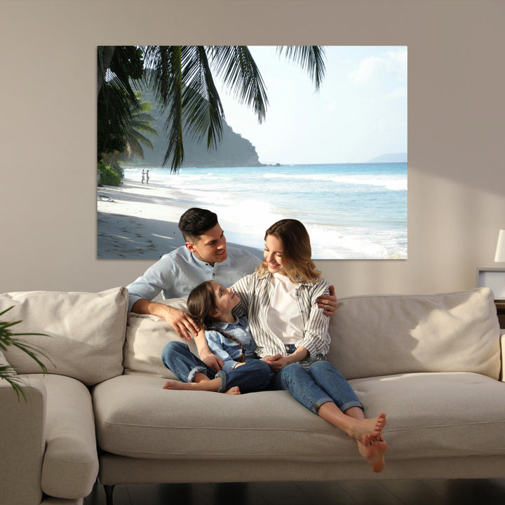 Tropical Beach Wall Art Canvas Print, Framed Serene Ocean Art Picture Print, Palm Tree Shadows Perfect Tropical Coastal Decor Artwork