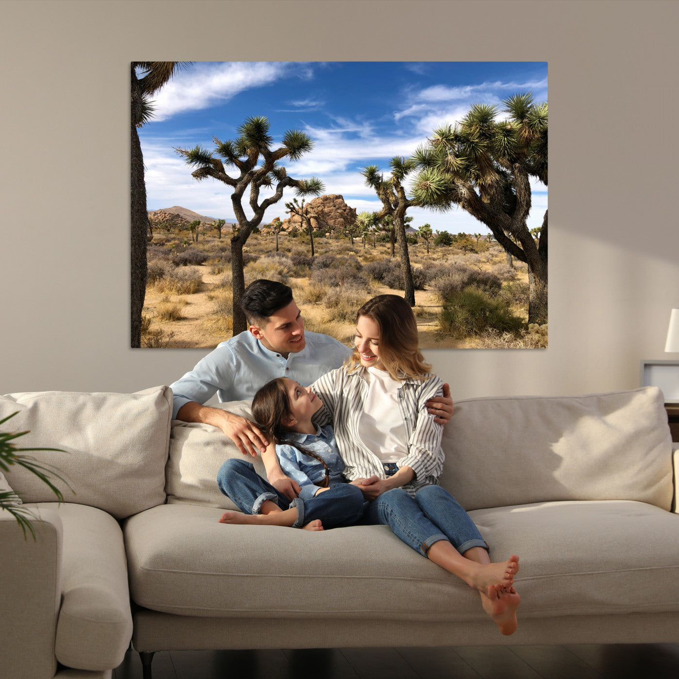 Joshua Tree Desert Wall Art Canvas Print, Framed Southwestern Nature Art Picture Print, Rustic Earth Tones Perfect Southwestern Boho Decor