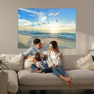 20708696-MGV-CV-36X24-Minimalist Seaside Morning Glow Art Canvas Print, Golden Reflections Perfect Coastal Minimalist Decor Artwork