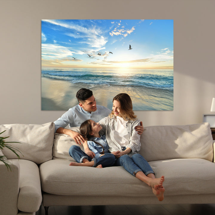 Minimalist Seaside Morning Glow Art Canvas Print, Golden Reflections Perfect Coastal Minimalist Decor Artwork