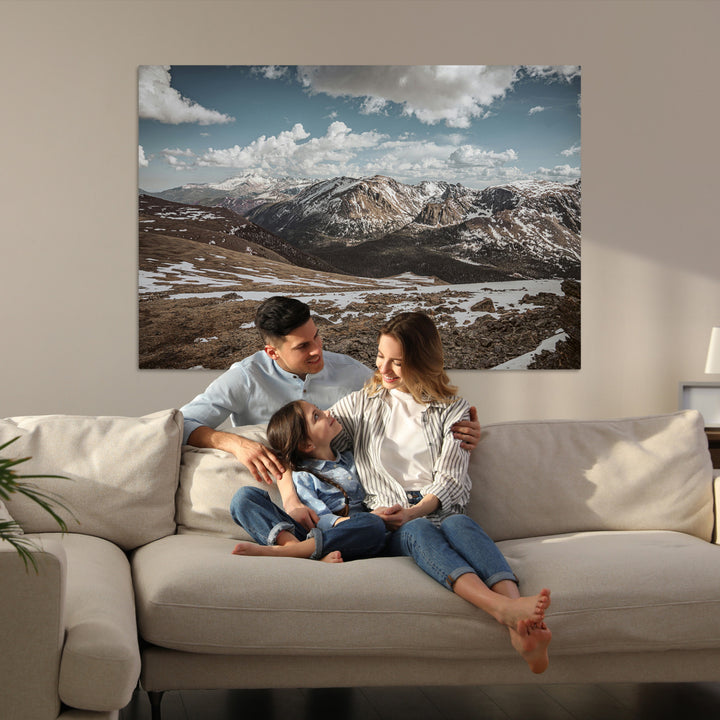 Mountain Landscape Wall Art Canvas Print, Framed Snowy Peaks Art Picture Print, Rugged Highlands Perfect Rustic Adventure Decor Artwork