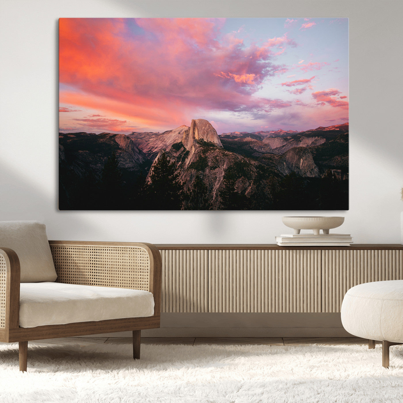 MGV-CV-36X24 - Half Dome Wall Art Canvas Print, Framed Yosemite National Park Art Picture Print, Dramatic Sunset Perfect Adventurous Wilderness Decor Artwork