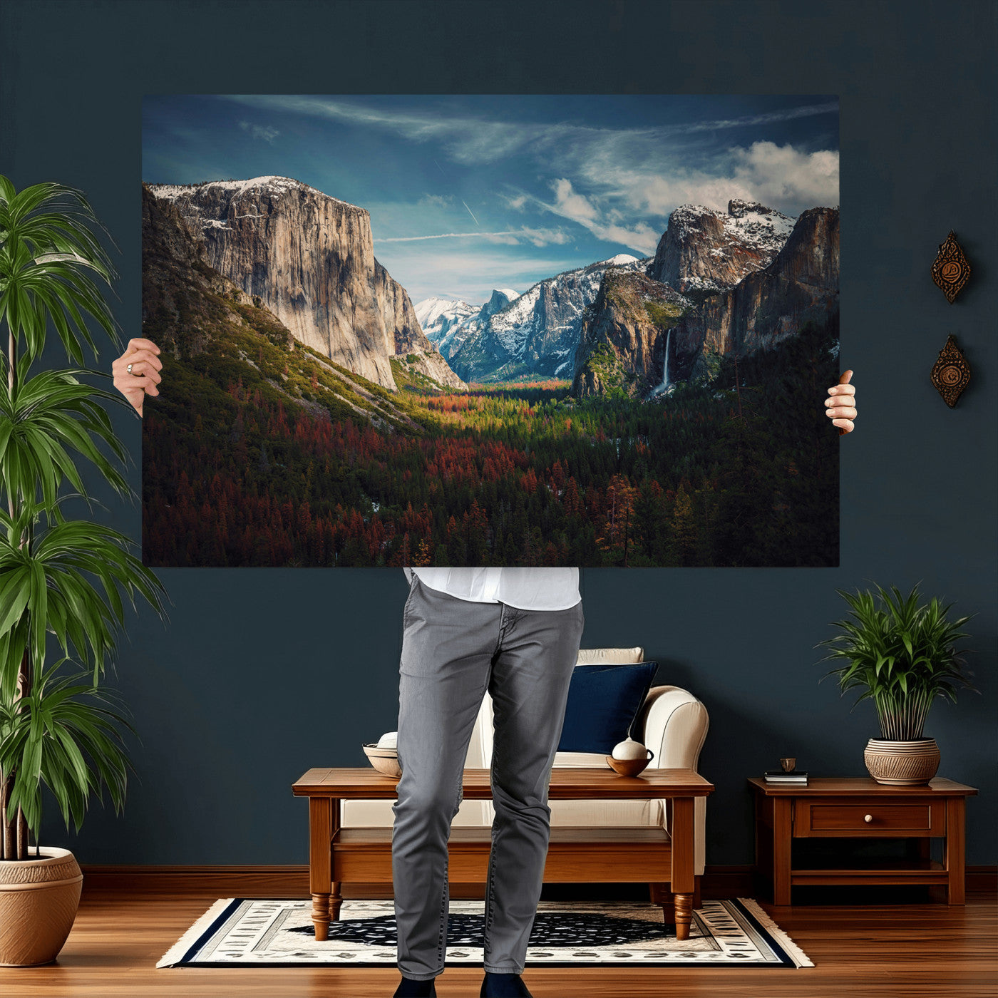 15244033-MGV-CV-36X24 - Yosemite National Park Wall Art – Framed Mountain Landscape El Capitan Canvas Print Scenic Decor for Home, Office Decor