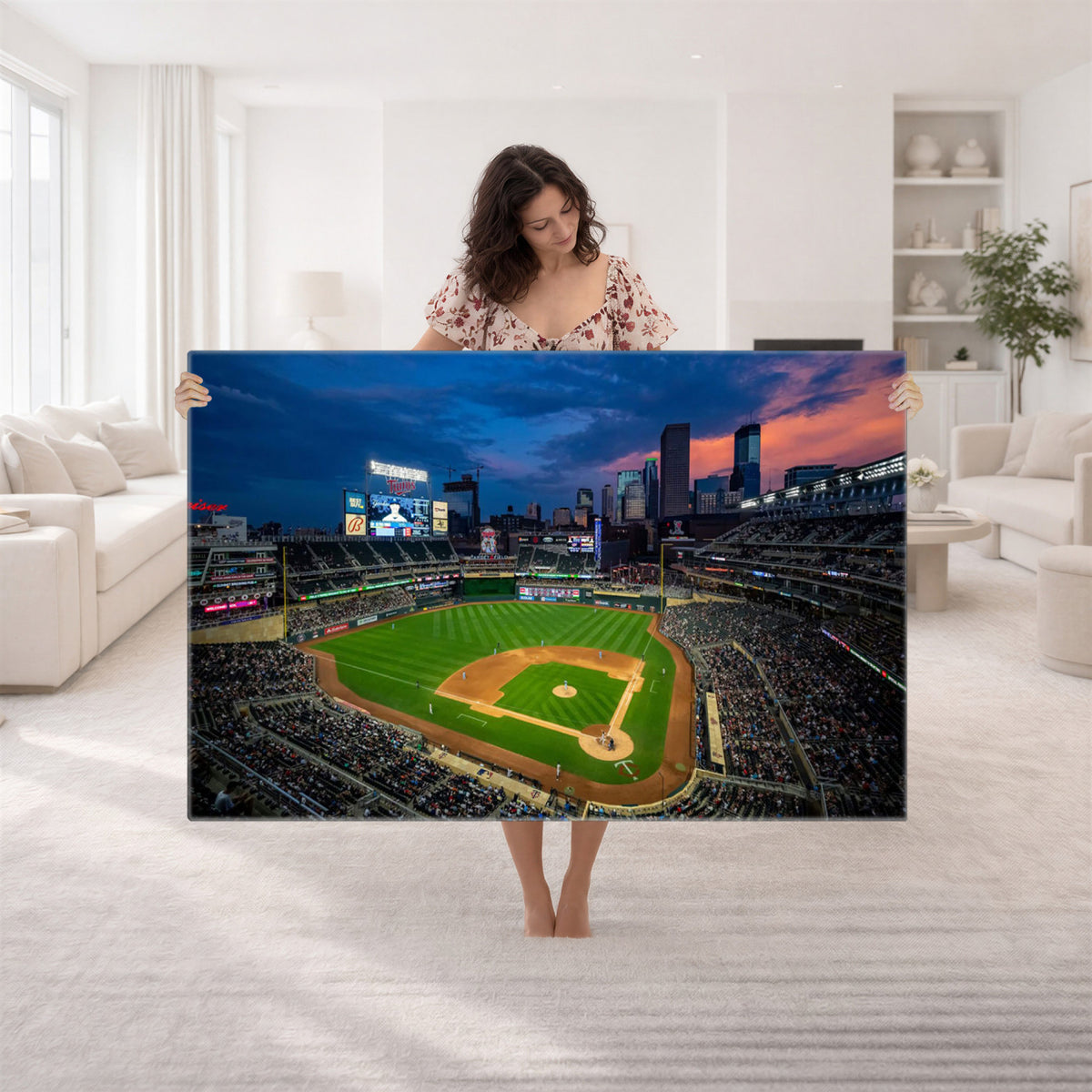 68222753-MGV-CV-36X24 - Target Field Wall Art Canvas Print, Baseball Stadium Scene