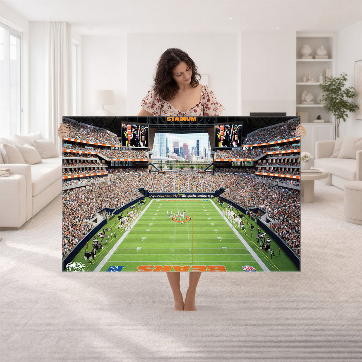 76935553-PAN-FL-20X10 - Chicago Bears Soldiers Field Wall Art Canvas Print, Home Office Wall Decor