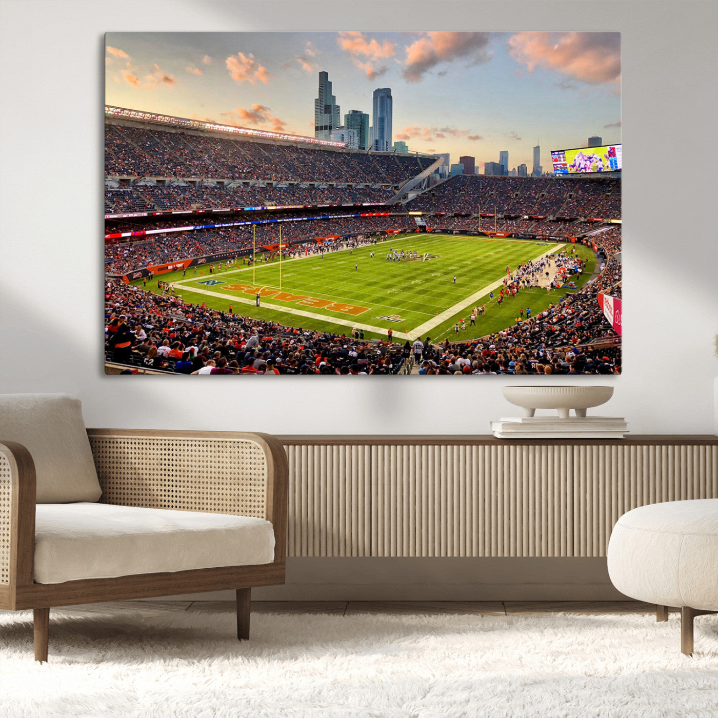 MGV-CV-36X24 - Chicago Bears Soldiers Field Wall Art Canvas Print – Framed Football Stadium Artwork for Sports
