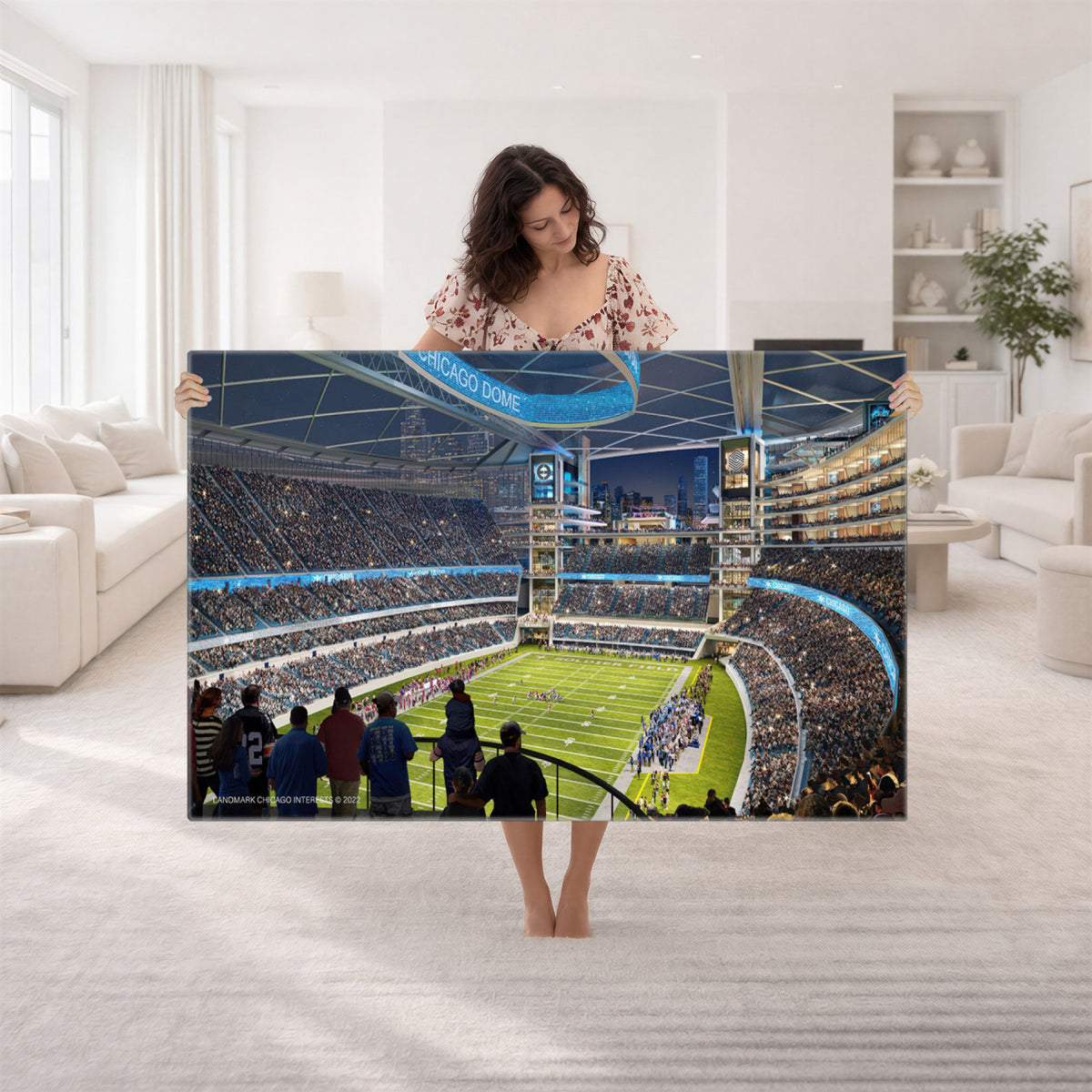 41816511-MGV-CV-36X24 - Chicago Dome Stadium Wall Art Canvas Print, Framed Modern Decor