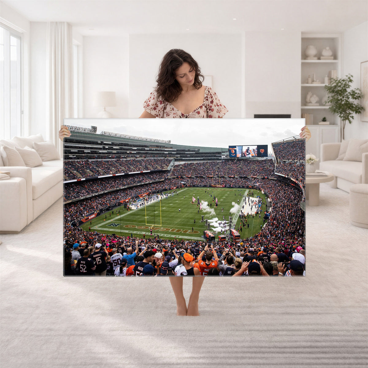 18347149-MGV-CV-36X24 - Chicago Bears Soldier Field Wall Art Canvas Print – Framed Football Stadium Artwork Team Spirit for home, office