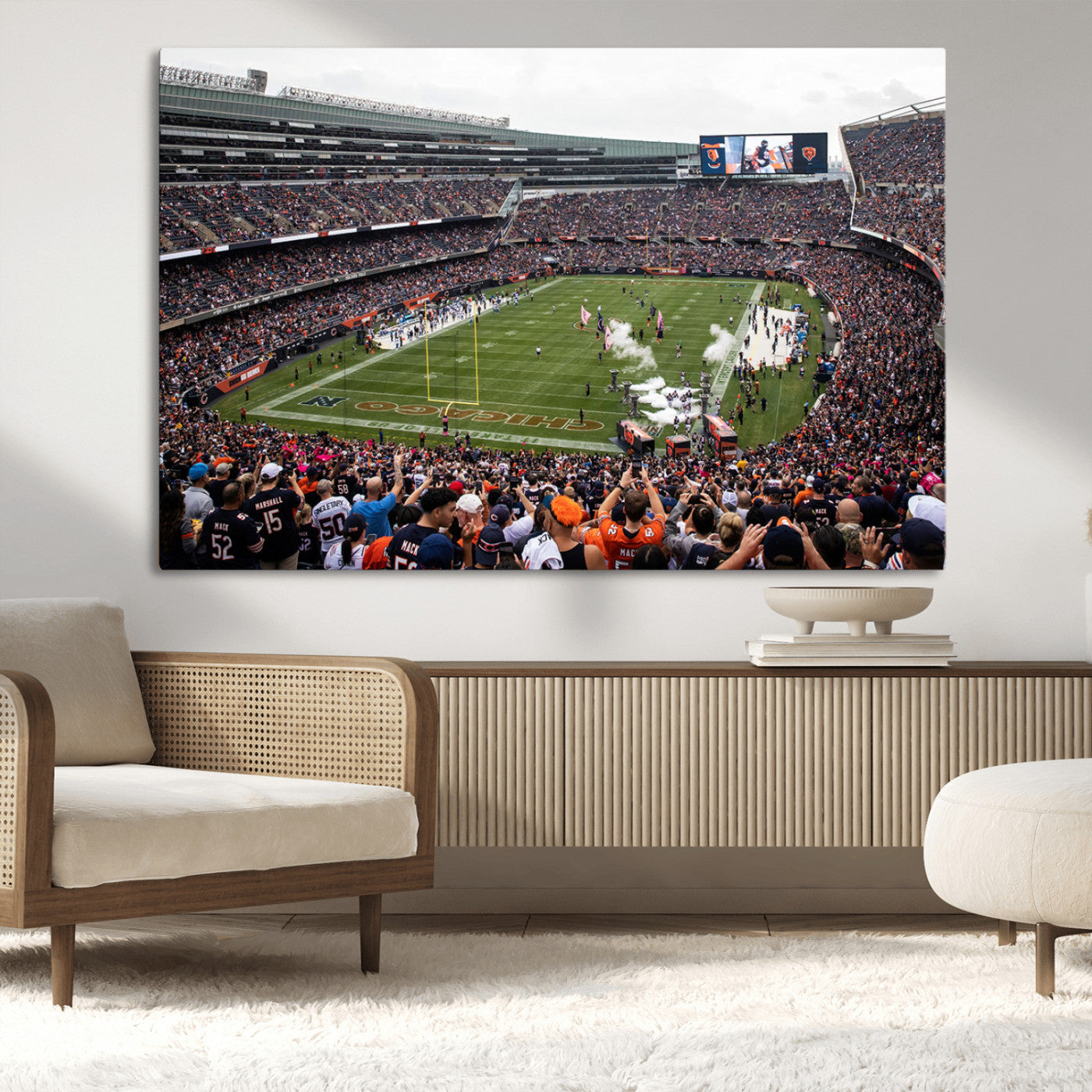 18347149-MGV-CV-36X24-Chicago Bears Soldiers Field Wall Art Canvas Print – Framed Football Stadium Artwork for Sports Fans, Soldier Field Skyline Canvas Decor for Game Room