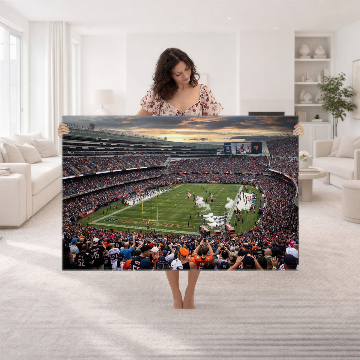 87578930-PAN-FL-20X10 - Chicago Bears Soldiers Field Wall Art Canvas Print, Home Bar Wall Decor