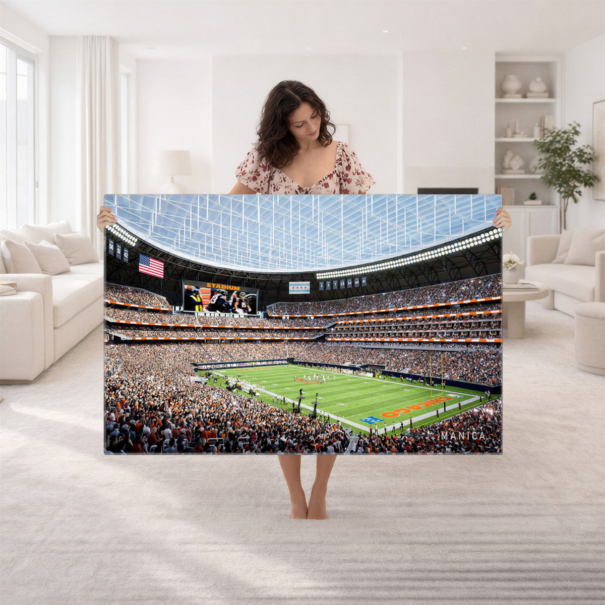 32530647-PAN-FL-20X10 - Chicago Bears Soldiers Field Wall Art Canvas Print, Framed and Ready to Hang